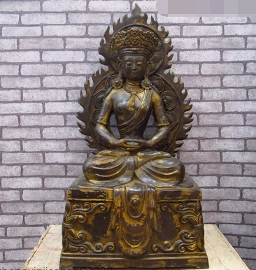 

JP S1117 Tibet Buddhist Bronze Longevity Guan yin Amitayus Buddha Bodhisattva Statue