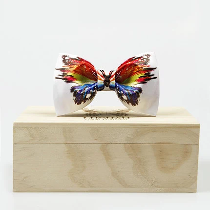 Высокое качество галстук-бабочка красочный принт дизайн полиэстер галстук-бабочка креативные галстуки для мужчин рубашка галстук для мужчин свадебный подарок - Цвет: Wooden box
