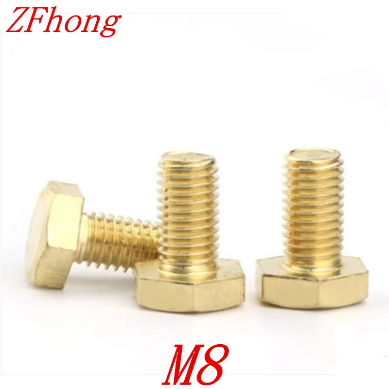 10pcs Brass Hex Bolt M8*8/10/12/16/20/25/30/35/40/45/50/55/60 in Bolts