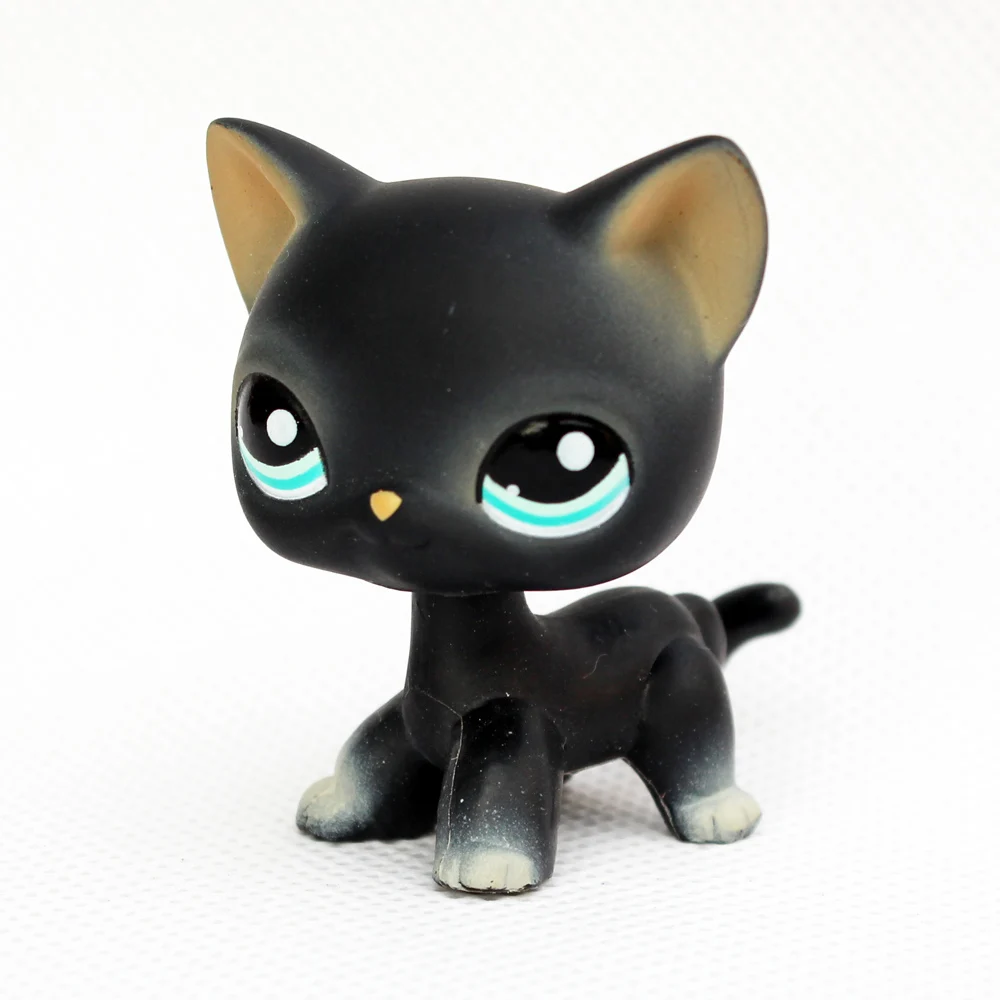 

rare pet shop lps toys standing cat black short hair kitten blue eye old original kitty cute child gift collection free shipping
