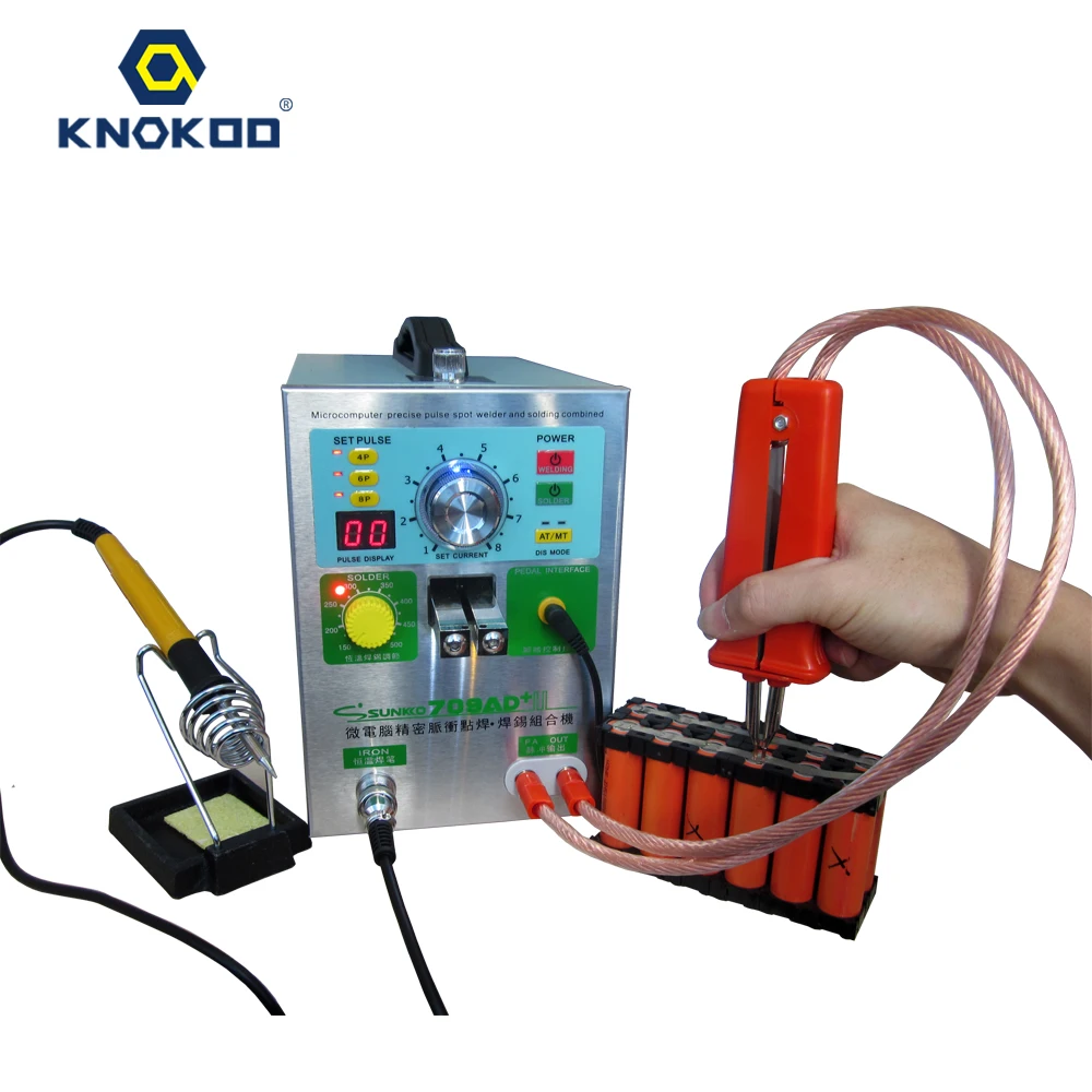 

SUNKKO 4 IN1 Double LED Moveable Mig Pulse Battery Spot Weldering Machine Kit 709AD+ with 70B Soldering Iron