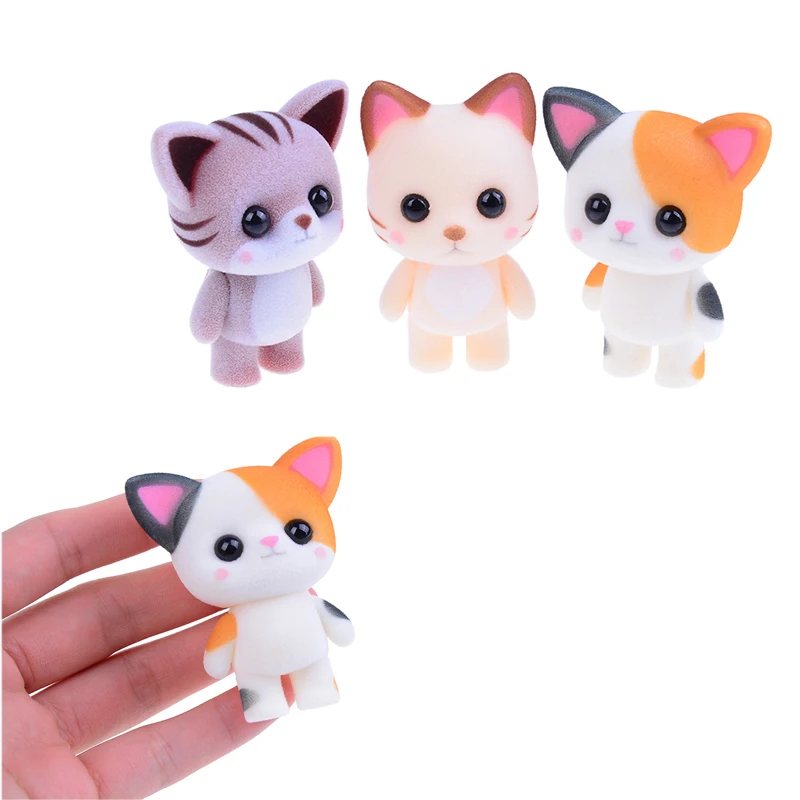 

Car Home Decoration Mini Cat Doll Animal Flocking Toys For Baby Kids Gifts