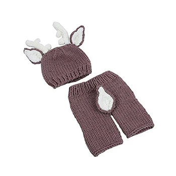 

Baby Photo Props Baby Girls Boys Knit Baby Outfits Costume Hat and Pants (Deer)