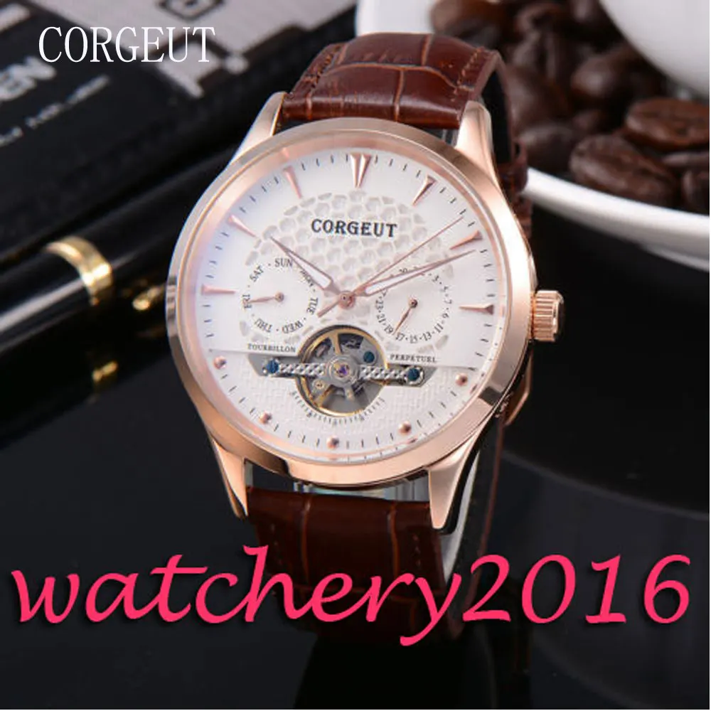 

Sportlich Corgeut 44mm White Dial Gold Marks polishedd bezel Automatic movement Men's Watch