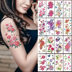Peony Plum 3D Flower Temporary Tattoos for Women Hand Tattoo Sticker Lily Rose Body Chest Art Waterproof Arm Fake Tatoo Peony Plum 3D Flower Temporary Tattoos for Women Hand Tattoo Sticker Lily Rose Body Chest Art Waterproof Arm Fake Tatoo