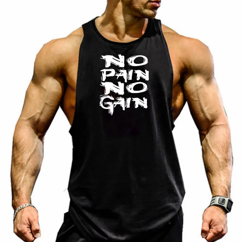 

Brand NO PAIN NO GAIN clothing bodybuilding stringer gym tanktop men fitness singlet running cotton sleeveless shirt muscle vest