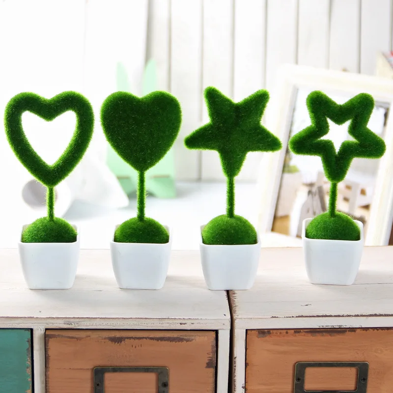 Image 4 pcs Artificial Flowers Star Heart Style Fake Grass Ball Simulation Plant Home Wedding Ornaments  Decoration for Friend Gift 2E