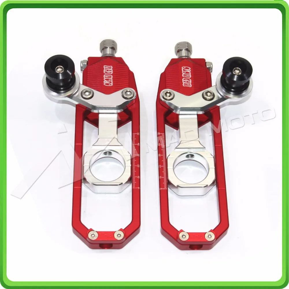 Motorcycle Chain Tensioner Adjuster with bobbin fit for BMW HP4 2012-2014,S1000R 2014-2017,S1000RR 2010-2017 Red & Silver (2)