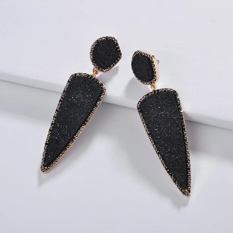 Новое поступление треугольные полимерные серьги Druzy Drusy Pave горный хрусталь Кристал капля массивные серьги женские модные ювелирные изделия