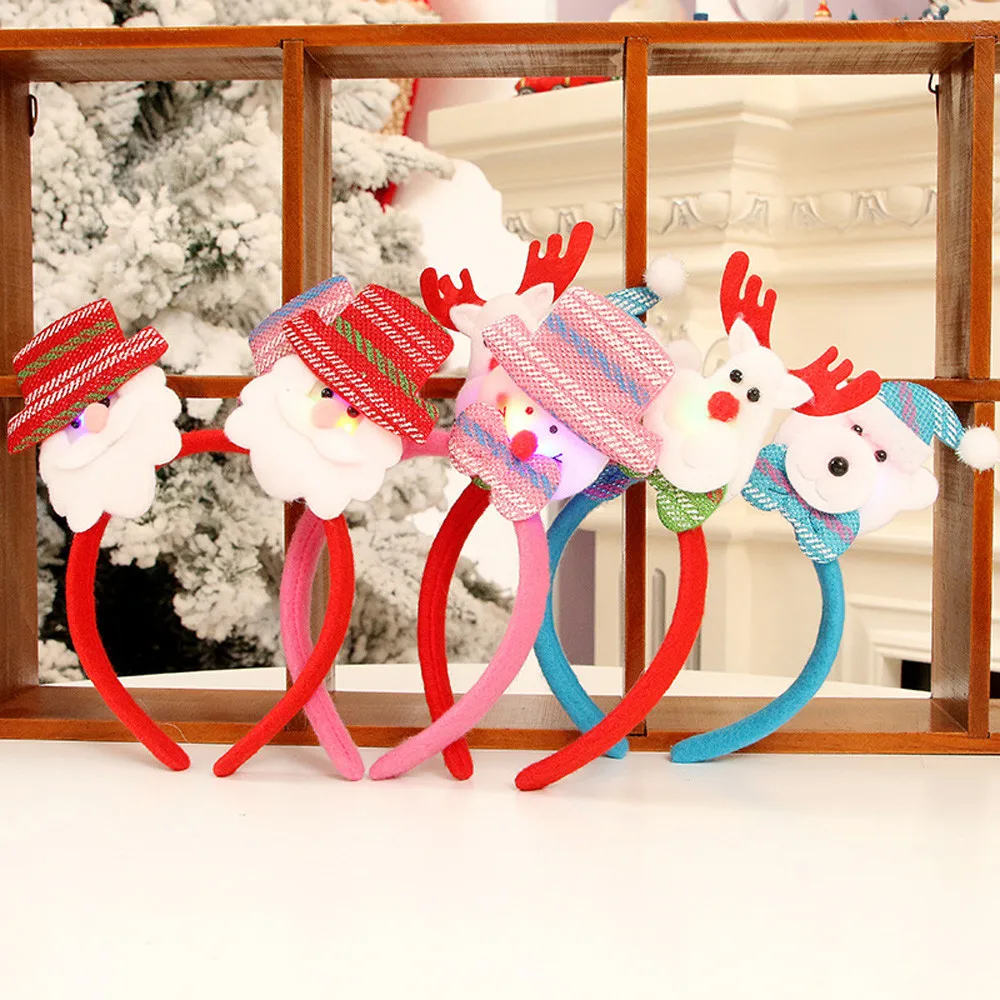 

Hot Christmas Headband Santa Xmas Party Decor Double Hair Band Clasp Head Hoop christmas decorations for home adornos de navidad