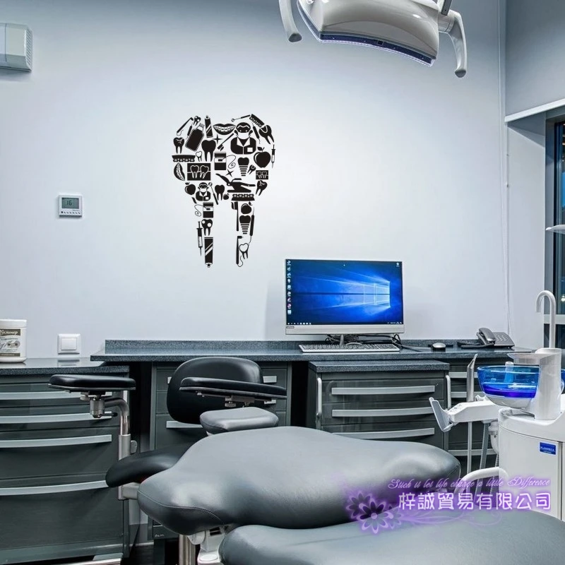 DCTAL Tooth Brushing Teeth Sticker Dental Clinic Dentistry Decal Bathroom Poster Vinyl Art Wall Decals Pegatina Decor Mural