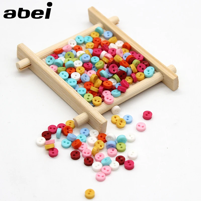 500pcs/lot 6mm 2 holes Round Resin Mini Tiny Buttons Sewing Decorative  Button DIY Scrapbooking Garment Tools Apparel Accessories