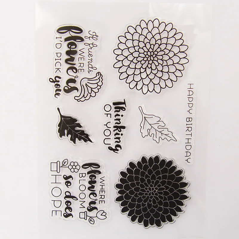 

vintage happy birthday flowers transparent silicone clear stamp for scrapbooking DIY craft decoration stamp kids stationery