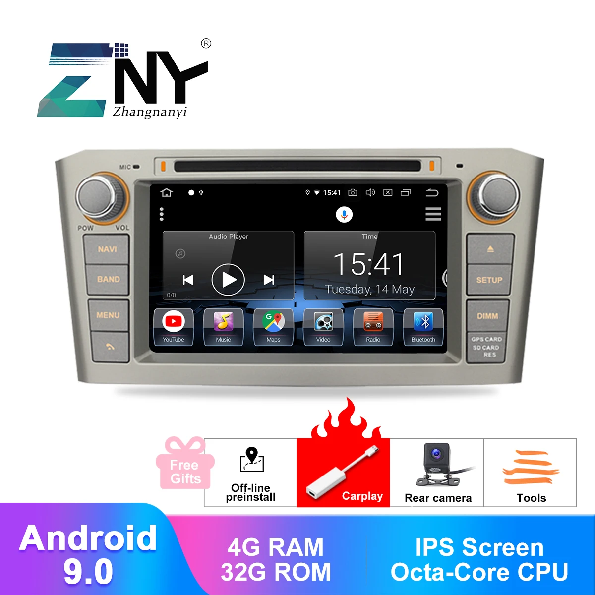 Android 9,0 Автомобильный DVD стерео 2 Din Авто Радио для Toyota Avensis T25 2003-2008 " ips мультимедиа CarPlay WiFi RDS gps навигация