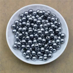 Elegant Round Simulated-Pearl Beads - 12mm x 50Pcs (Silver)