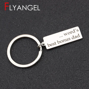 

Fashion Key Chain Stainless Steel Stamped Word's Best Bonus Dad High Quality Key Holder Bag Charm Adopt Keyring Stepfather Gifts