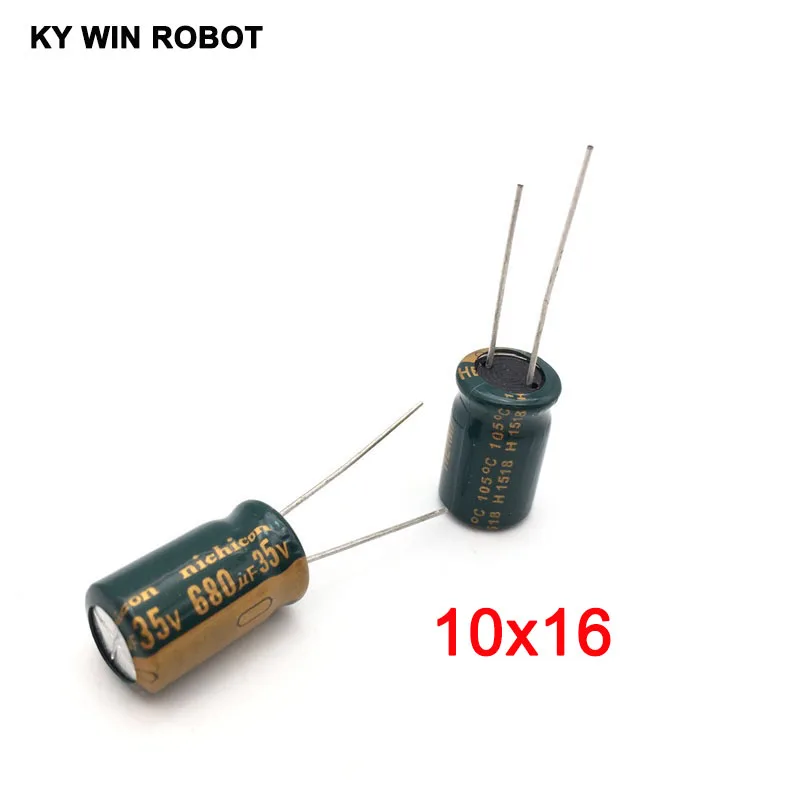 10pcs electrolytic capacitors 680UF 35V 10x16mm 105C Radial High-frequency low resistance Electrolytic Capacitor