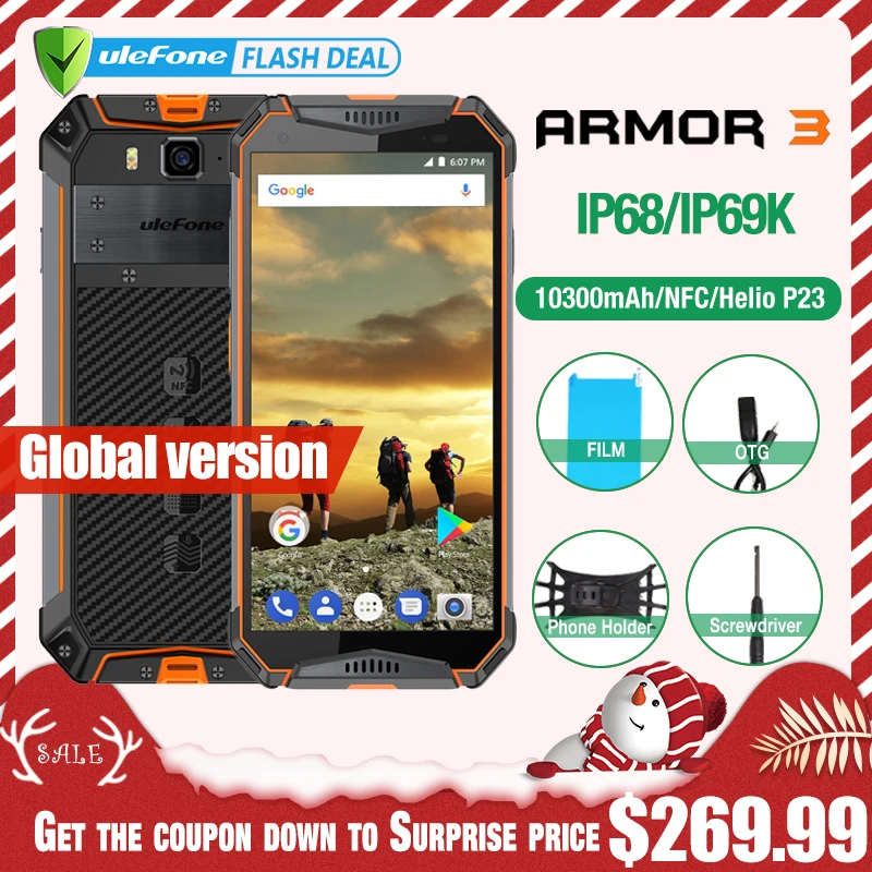 Ulefone Armor 3 IP68 Waterproof Mobile Phone Android8.1 5.7