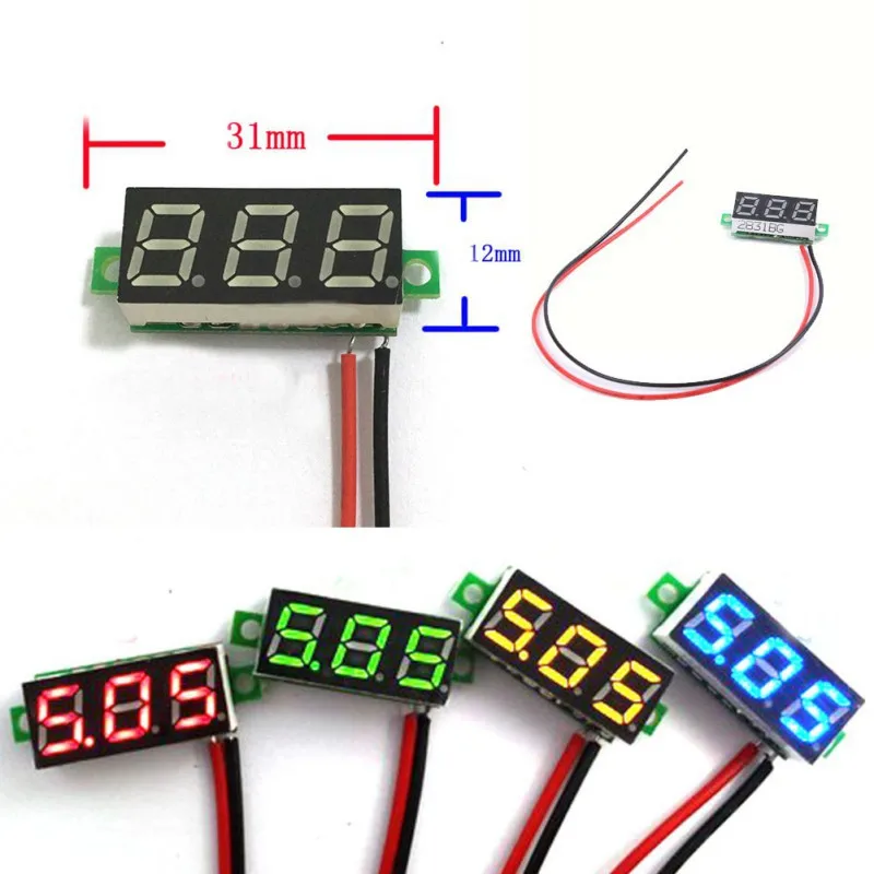 

DC 0-30V 2 Wire LED Display Digital Voltage Voltmeter Panel Car Motorcycle Green