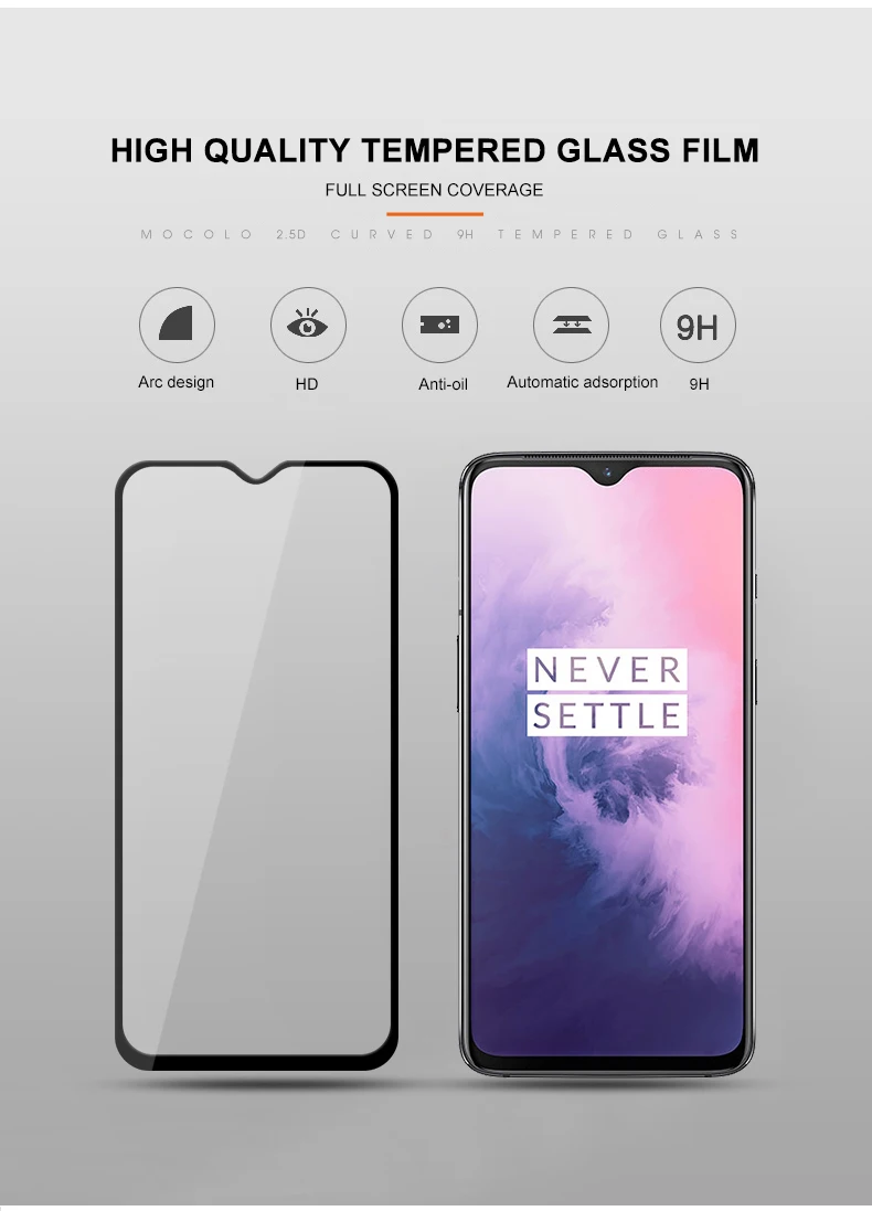 Mocolo полная клеевая 9H стеклянная пленка против отпечатков пальцев для OnePlus 7 Защита экрана полное покрытие для One Plus 7PRO пленка из закаленного стекла