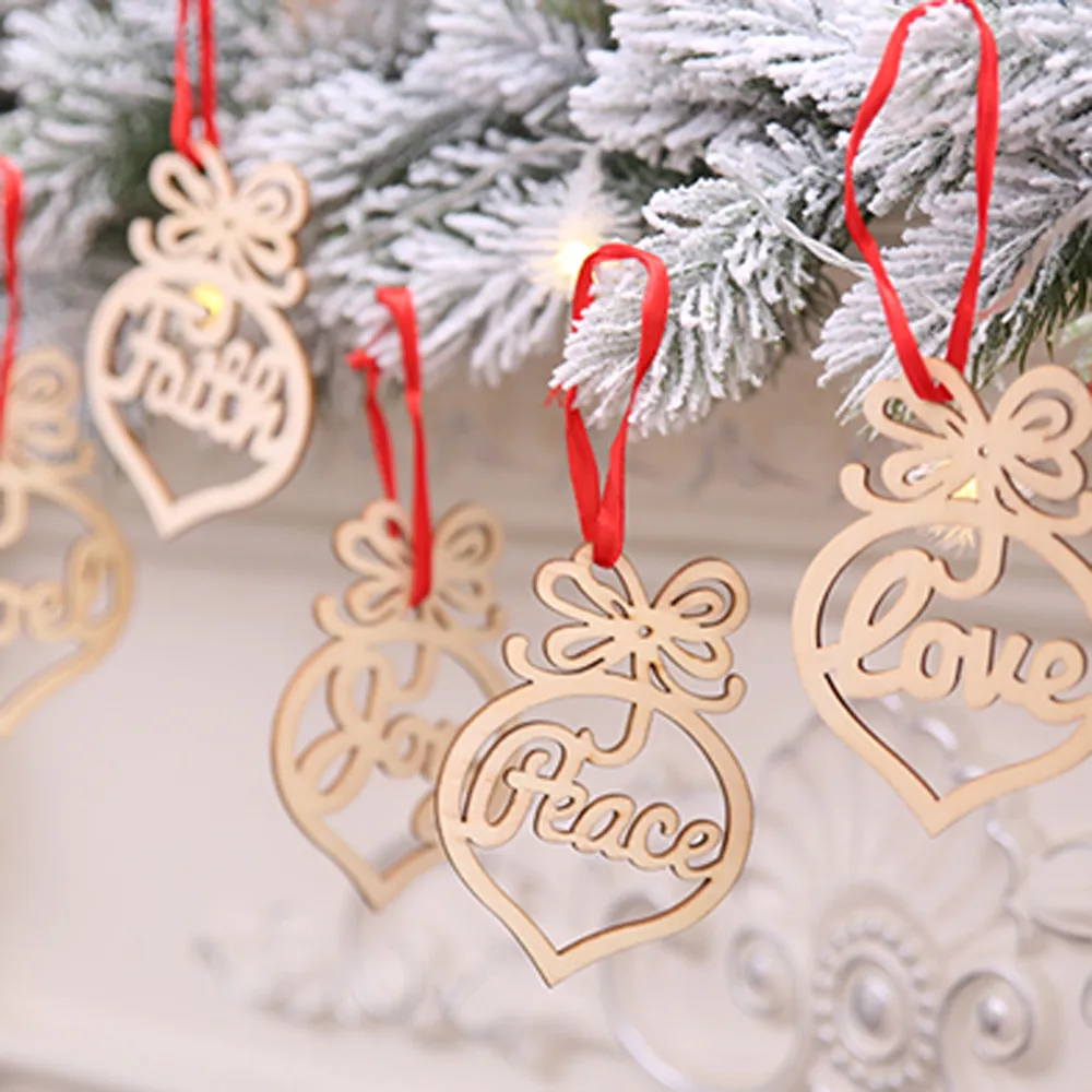 12Pcs Christmas Decorations Wooden Ornament Xmas Tree ...