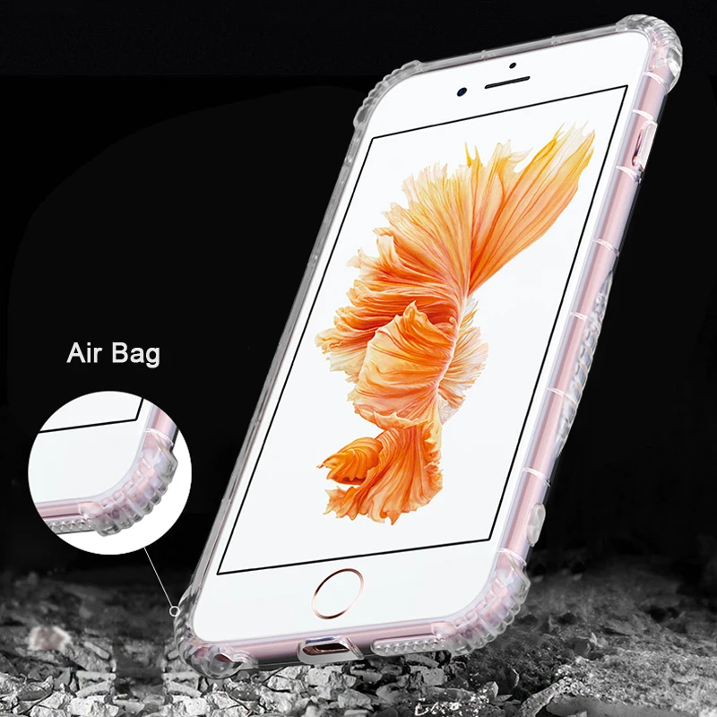 

CAPSSICUM Anti-knock Soft Clear Case for iPhone 6 6S Plus Air Cushion TPU Anti-slip Silicone Shockproof Cover Transparent 6SPlus
