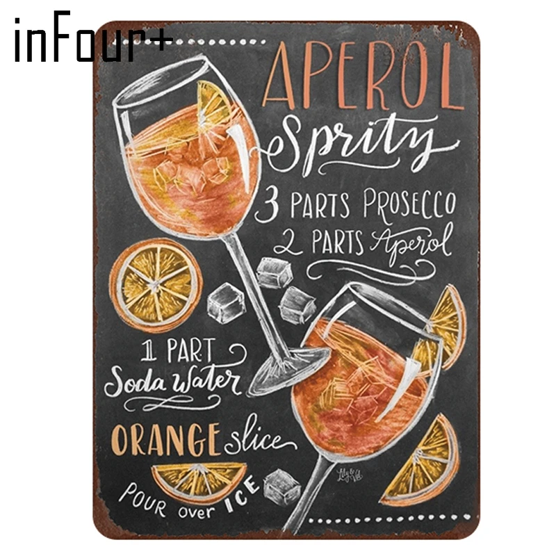 

Aperol Sprity Cocktail Recipe Retro Vintage Metal Tin Sign Bar Wall Decor Metal Sign Vintage Home Decor Tin Sign Metal Plaque