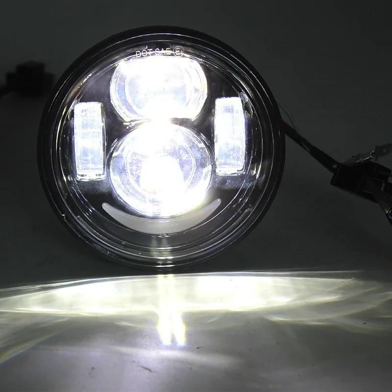 FADUIES, 1 пара, 4,5 дюймов, мотоциклетный светодиодный фонарь, дальний и ближний свет, с DRL угловыми глазами для Harley-Motor Fat Bob FXDF, светодиодный налобный фонарь
