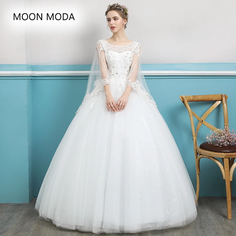

Lace wedding dresses 2019 bride dresses plus size ball gowns muslim wedding-dress A-line elegant vestidos de novia real photo