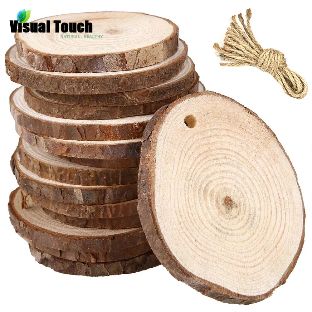 

Visual Touch 5/10Pcs Wooden Christmas Tree Hanging Ornament Wood Slices DIY Art Craft Gift Tags Wood Crafts Decoration Ornaments