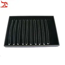 Распродажа 1" большие ювелирные изделия бисерная цепочка Дисплей Подставка ожерелье чехол для хранения черный бархат дерево держатель для ожерелья лоток