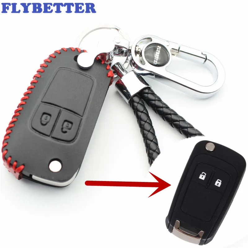 

FLYBETTER Genuine Leather 2B Key Case Cover For Chevrolet Aveo For Opel Vauxhall/Corsa For Buick Excelle Car Styling (B) L2190