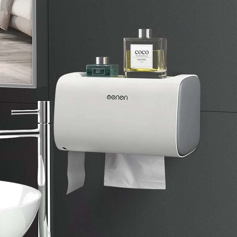 GUNOT водонепроницаемый держатель для туалетной бумаги настенный тканевый ящик двухслойная полка для ванной многофункциональная бумажная коробка для хранения - Цвет: Gray