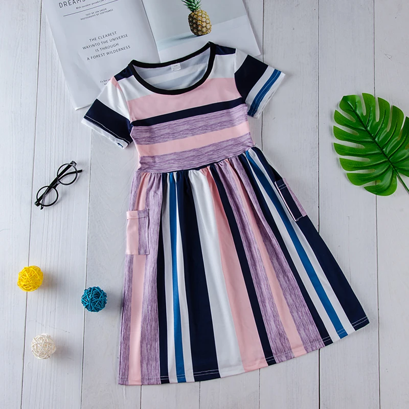 Baby Girl Summer Long Dress Colorful Striped For Children Beachwear Clothes | Детская одежда и обувь