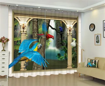

2017 Birds photo Blackout Window Drapes Luxury 3D Curtains For Living room Bed room Office Hotel Home Wall Tapestry
