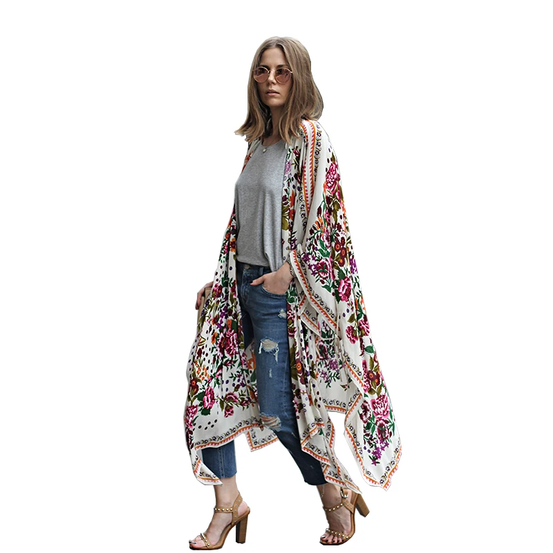 Download Women Long Chiffon Kimono Cape Cardigan Blusa Feminina ...