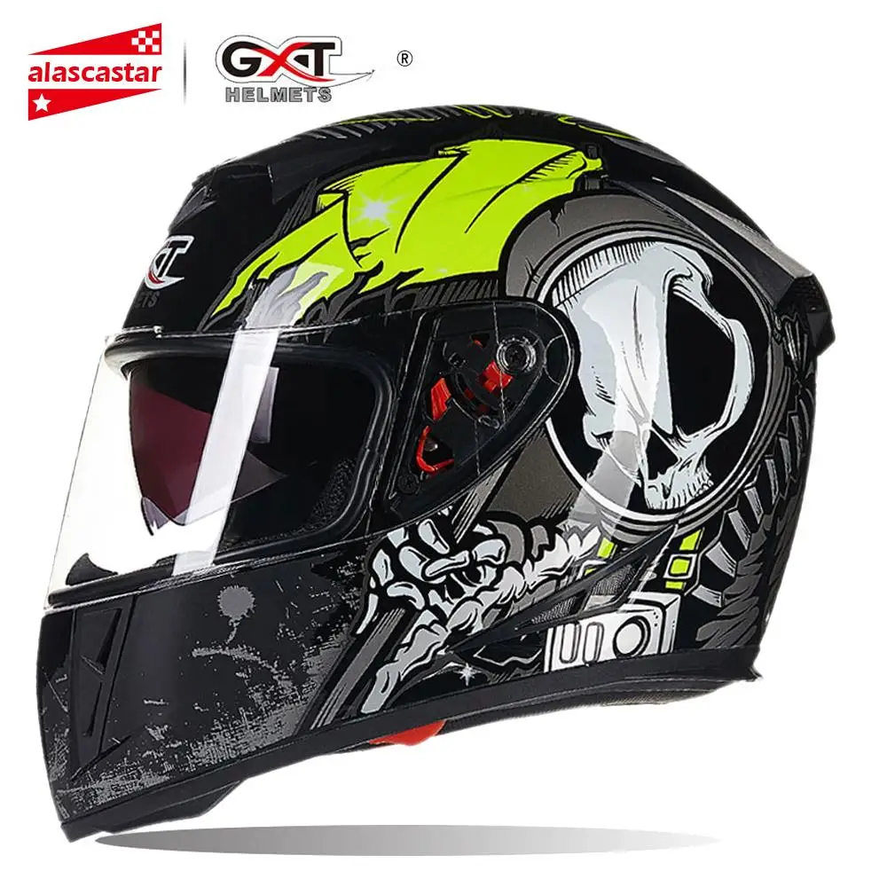 GXT мотоциклетный шлем для мужчин с полным лицом Casco Moto шлемы двойной козырек