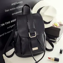 2016 Femmes Occasionnels Sac À Dos Femelle PU Cuir Femme Sacs À Dos Noir Sacs Sac À Dos Pour adolescent Filles Jeune Dame Voyage sacs à dos