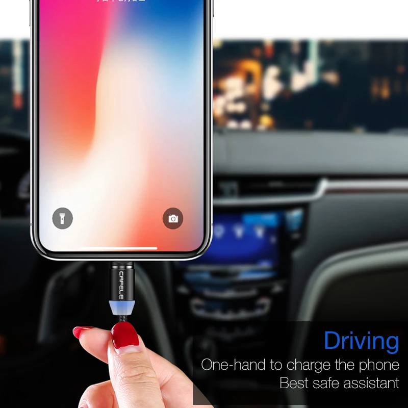 CAFELE светодиодный магнитный usb-кабель с магнитной вилкой USB type C Micro usb IOS разъем для iPhone Xs Xr X 8 7 6 Plus 5 SE huawei xiaomi samsung