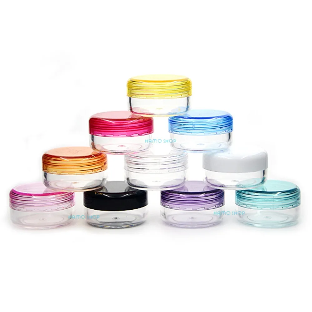 20pcs 3g Mix 10 Colors Round Small Plastic Sample Mini Bottle Jars Vial