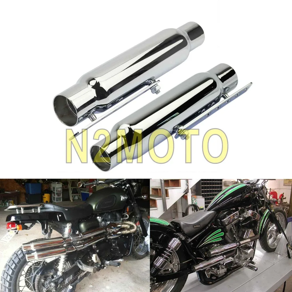 

1 Pair Motorcycle Antiqued Exhaust Muffler 12" Universal For Harley Bobber Chopper Cafe Racer Chrome Shortly Silencer Pipe