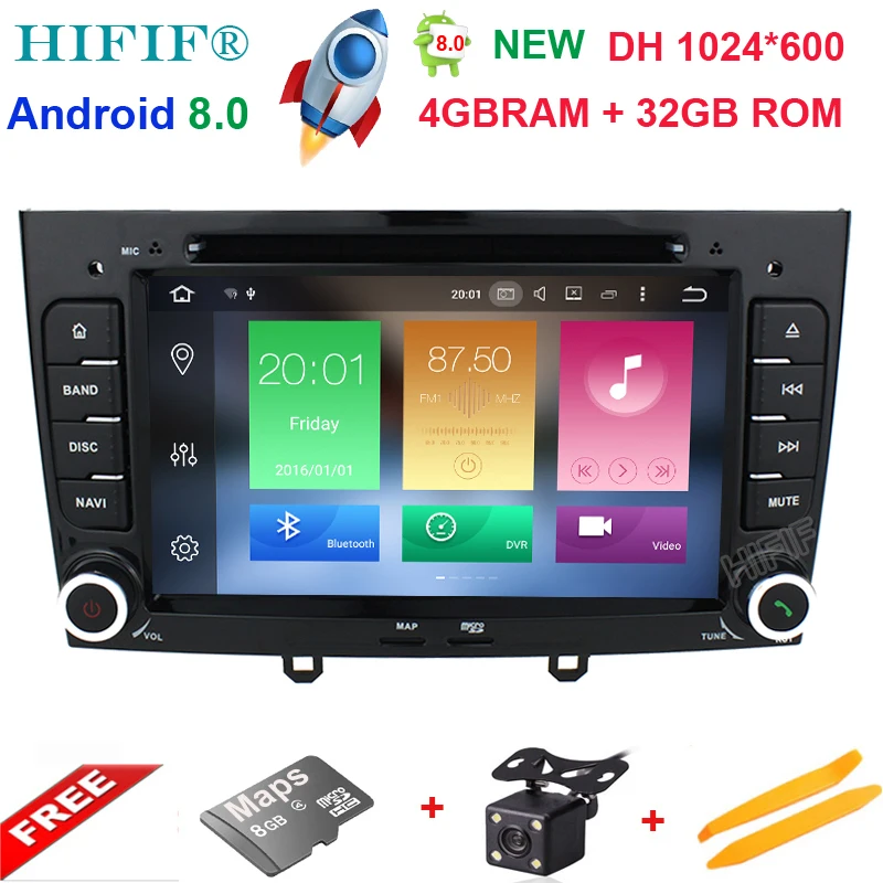 Cheap IPS 8 Core Android 8.0 OS Special Car DVD for Peugeot 408 2010-2011 & Peugeot 308 I (T7) 2008-2011 with 1024*600 Resolution 0