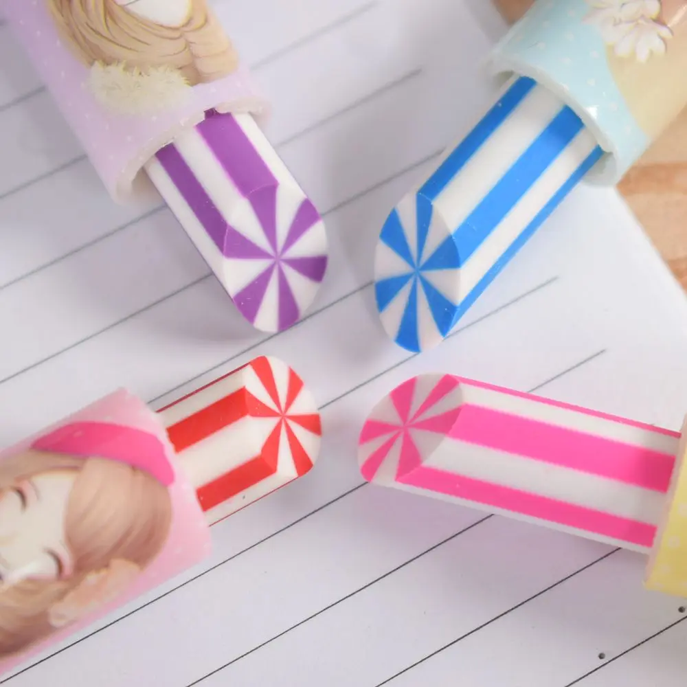 1 шт. милый роторный дизайн губной помады резиновый ластик Kawaii карандаш для
