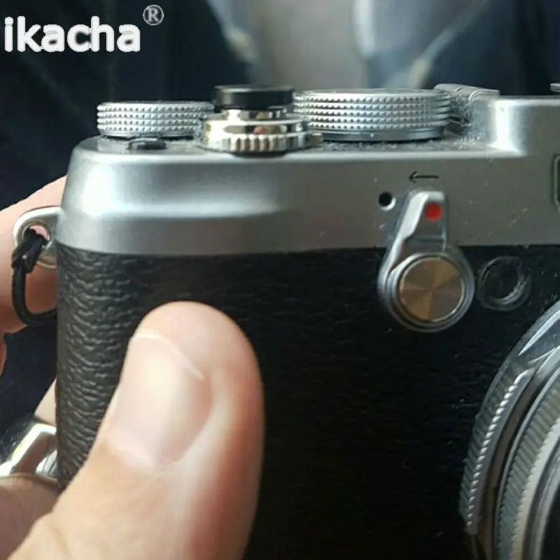 Fuji convexe argent-Capuchon de bouton de dégagement d'obturateur en