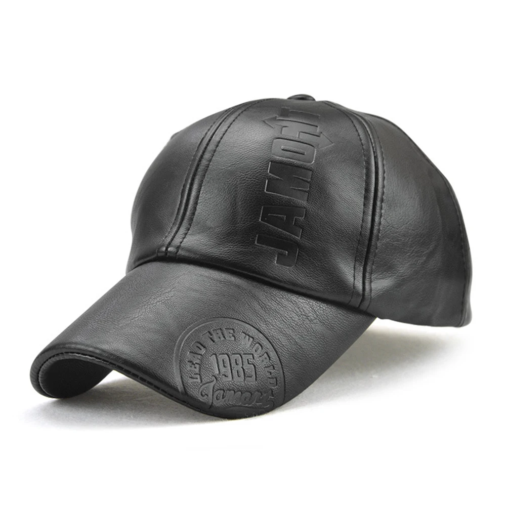 black leather dad hat