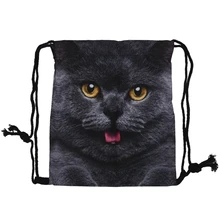 Мужская женская детская сумка, Подростковая сумка на шнурке, школьный рюкзак через плечо, рюкзак, сумка для путешествий, для спортзала(кошка
