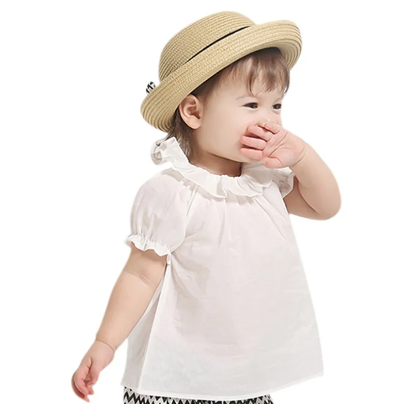 

Newborn Baby Cute Sweet Baby Girls Puff Sleeve Blouse Kids White Shirt Summer Tops 0-30M Toddler