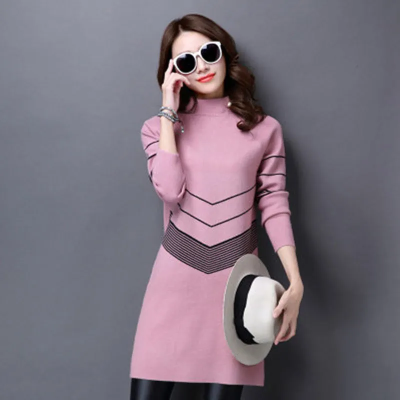 

2018 New Autumn Winter Sweater Women Loose Slim Thin Turtleneck Sweater Female Long Section Hedging Sweater Bottoming Shirt C159