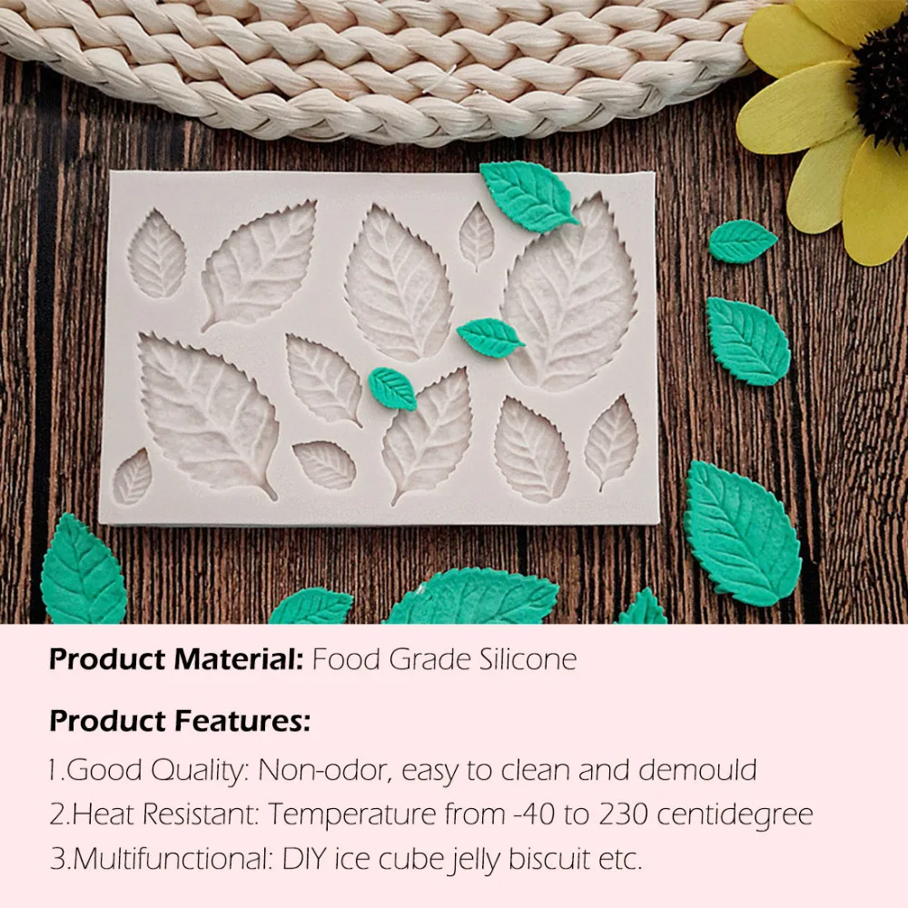 

Silicone Mould Cake Decorating Tools DIY Tree leaf Press Molding Foil Mold Silicone Mold Cake Decor Fondant Cake 3D Leaves