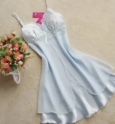 Новая Модная шелковая Женская одежда для сна летняя стильная ночная рубашка женская домашняя одежда - Цвет: Коричневый